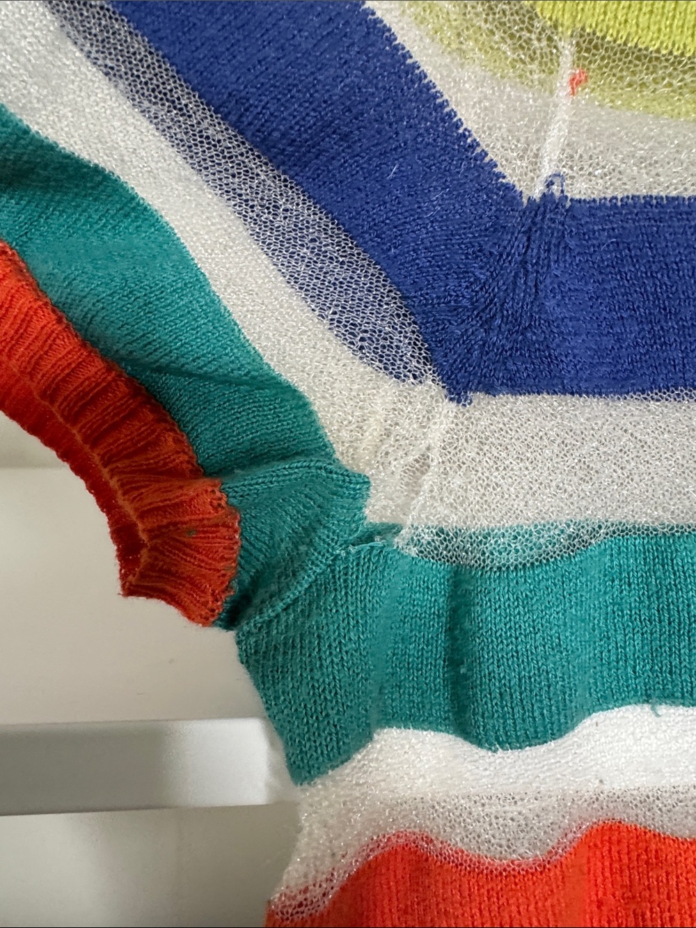 Moth Colorful Striped Short Sleeve Knit Top - S Multicolor - Picture 4 of 5